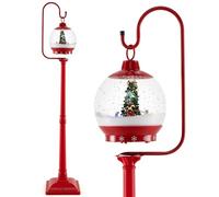 GOPLUS Lampadaire Noël 173 cm, Décoration Noel Exterieur Tournant Activé par Son avec Lumières Colorées, Musique, Effets Neige, Scène Festive (Boule-173CM)