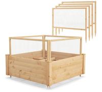 GOPLUS Lit de Jardin en Bois avec Clôture en Grillage & Base Ouverte, Jardinière Surélevée avec Différentes Zones de Plantation