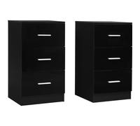 GOPLUS Lot de 2 Caisson de Bureau avec 3 Tiroirs 37x34x66,5cm-Classeur de Dossiers-Glissière Lisse-Peinture Brillante Noir