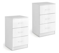 GOPLUS Lot de 2 Caisson de Bureau avec 3 Tiroirs 37x34x66,5cm-Classeur de Dossiers-Glissière Lisse-Peinture Brillante Blanc