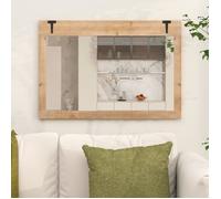 GOPLUS Miroir de Courtoisie Mural, Encadré en Bois de Sapin Rustique, 97 x 67 cm, Suspension Verticale/Horizontale, pour Décoration