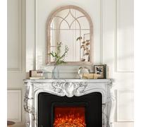GOPLUS Miroir Fenetre Mural Décoratif avec Cadre Métallique, Haute Définition, Miroir Arche Verrière Rétro à Suspendre, Décoration Arqué Vintage pour Chambre Entrée Salon (88,5 x 69 cm)