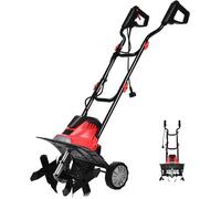 GOPLUS Motobineuse électrique puissante1200W 4lames Motoculteur avec Guidon Pliable Profondeur de travail 22CMavec roue Largeur