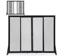 GOPLUS Pare Feu Cheminée en Métal, Grille Cheminée avec 2 Portes Coulissantes et Poignées, Pare Feu Poele a Granule, Grille Protection Poele, Barriere de Anti-Étincelles Noir (89 x 33 x 72 cm)