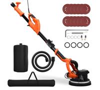 GOPLUS Ponceuse Girafe Aspirante 750W, Ø225mm, Lumières LED, 6 Vitesse, 800-1500 tr/m, Ponceuse Mur et Plafond Électrique Pliable avec Manche Télescopique, 12 Disques Abrasifs 80-240, Sac de Transport