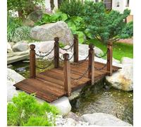 GOPLUS Pont de Jardin en Bois de Pin,Pont de Pièce d’Eau,Ancien Pont de Paysage,Pont Décoratif pour Piscine Extérieure,150x67x55CM