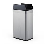 GOPLUS Poubelle Cuisine 60 Litres en Acier Inoxydable Automatique, Argent | Poubelle Tri Selectif Étroite avec Capteur de Mouvement, Douvle Couvercle Abattant à Fermeture, pour Cuisine, Maison, Salon