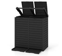 GOPLUS Poubelle Extérieure à Double Seau Capacité de 135 L-Plateau à Liquide-Seau à Ordures Extérieur pour Jardin/Cuisine Noir
