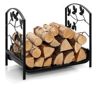 GOPLUS Range Bûches en Acier, 50*34*42 cm Porte Bûches ,Charge de 50 kg, Serviteur Cheminée pour Intérieur Extérieur