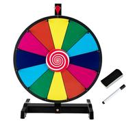 GOPLUS Roue de Fortune Φ38 CM 12 Emplacements Personnalisable, Roue de Jeu avec Stylo Effaçable Gomme, pour Fêtes, Anniversaires (15"-38cm)
