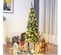 GOPLUS Sapin de Noël 195CM Lumineux-708 Branches Touffues+250 LED-Aiguilles en PVC-Ouverture Parapluie & Automatique