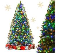 GOPLUS Sapin de Noël Artificiel 210CM-Lunimeux LED 500 Ampoules-11 Modes d'Eclairage-1570 Branches Réaliste en PVC Ignifugé