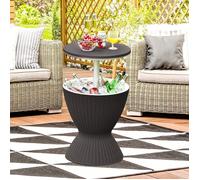 GOPLUS Seau à Glaçons 3 en 1 Réglable en Hauteur avec Bouchon de Vidange, Table de Refroidisseur de Glace 30L,Table de Jardin