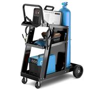 GOPLUS Servante d’Atelier à 3 Niveaux avec 2 Chaîne de Sécurité, Roue Pivotante 360°, Chariot de Soudage Robuste avec 2 Crochets Latéraux, Charge de 50 kg, pour Machine de Soudure et Découpeur Plasma