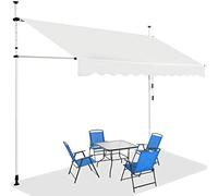 GOPLUS Store Banne Manuel Rétractable 2x1,2M (Beige) | Store Banne sans Percage Hauteur Réglable 2-3M, Auvent de Terrasse en Aluminium avec Tissu Oxford pour Balcon Patio Jardin