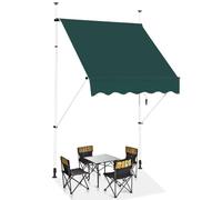 GOPLUS Store Banne Manuel Rétractable 2x1,2M (Vert) | Store Banne sans Percage Hauteur Réglable 2-3M, Auvent de Terrasse en Aluminium avec Tissu Oxford pour Balcon Patio Jardin