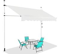 GOPLUS Store Banne Manuel Rétractable 3x1,2M (Beige) | Store Banne sans Percage Hauteur Réglable 2-3M, Auvent de Terrasse en Aluminium avec Tissu Oxford pour Balcon Patio Jardin