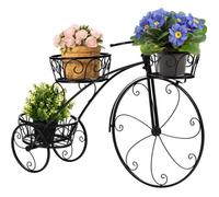 GOPLUS Support de Plante de Tricycle avec 3 Pots, Support de Chariot de Pot de Fleur en Métal, Style Parisien et Élégant,80x25x52CM