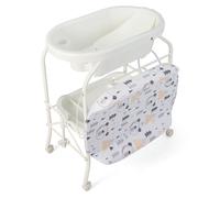 GOPLUS Table à Langer Bébé 0-12 Mois avec Baignoire 20L-Roulant et Pliable avec Espace de Rangement-Charge 35KG,Blanc