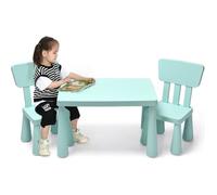 GOPLUS Table Enfant avec 2 Chaises en Plastique,Charge 50KG,pour Activités d'étude et Jeux,pour Enfants 1-7 Ans,Vert