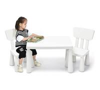 GOPLUS Table Enfant avec 2 Chaises en Plastique,Charge 50KG,pour Activités d'étude et Jeux,pour Enfants 1-7 Ans,Blanc