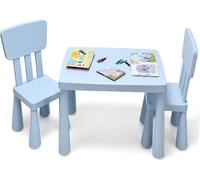 GOPLUS Table Enfant avec 2 Chaises en Plastique,Charge 50KG,pour Activités d'étude et Jeux,pour Enfants 1-7 Ans,Bleu