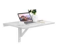 GOPLUS Table Murale Rabattable Pliable 80x60x45CM en Bois,Charge 20KG,Double Pliage et Gain de Place,pour Salon/Bureau,Blanc