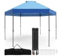 GOPLUS Tonnelle de Jardin Pop Up 3,6 x 3,6 m avec Hauteur Réglable (Bleu)