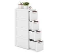 GOPLUS Tour de Rangement Étroit à Roulettes Intégrées Amovibles, Colonne de Rangement Salle de Bain en Plastique avec 4 Tiroirs, Gain de Place 19x42x109CM, Salle de Bain, Cuisine, Bureau, Blanc