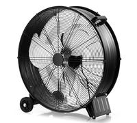 GOPLUS Ventilateur de Sol Industriel à Roulettes avec 3 Vitesses, 180W, Ø60CM, Brasseur d Air à Tambour, Bouton d’Ajustement, Poignée Latérale, Idéal pour Garage, Atelier, Entrepôt,90BD (Noir)
