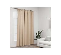 Rideau occultant d aspect de lin avec crochets beige 290x245 cm