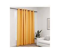 Vidaxl Rideau Occultant Aspect De Lin Avec ÅIllets Jaune 290x245 Cm