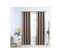 vidaXL 2X Rideaux Occultants avec Anneaux Occultant à Oeillet Chambre à Coucher Fenêtre Salon Bureau Maison Intérieur Métal Taupe 140x225 cm