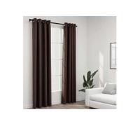 Gordijnen linnen-look verduisterend ogen 2 st 140x225 cm taupe321201