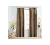 Gordijnen verduisterend 2 st met haken 140x225 cm fluweel beige134509