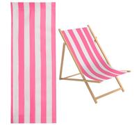 GORGECRAFT 1 pièce de Rechange pour Chaise de Plage en Toile à Rayures Rose Vif et Blanc, Tissu Oxford 435 x 1165 mm, Tissu de Chaise Inclinable de Remplacement pour Bain de Soleil, Jardin, Cour