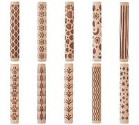 GORGECRAFT 10 Ensemble Rouleau à Texture en Bois pour Poterie Bois Céramique Polymère Outils de Modelage Kit de Rouleau à Pâtisserie pour Fabrication de Boucles d'oreilles Débutants Loisirs Créatifs