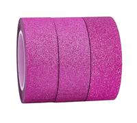 GORGECRAFT 10 m X 15mm X 3 Rouleaux de Ruban Adhésif Décoratif Washi Pailleté Rose Foncé Ruban de Masquage en Papier Aluminium pour Bricolage Scrapbooking Emballage Cadeau Voiture Meubles Murs