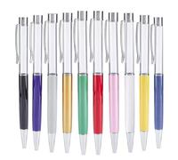 GORGECRAFT 10 pièces/Ensemble Stylo à Tube Vide Créatif Stylo à Bille Vide Bouchon en Argent pour Bricolage Paillettes Résine Époxy Cristal Stylo à Bille, 10 couleurs