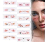 GORGECRAFT 12 planche D'Autocollants de Tatouages Faciaux Rousseur Noël | Patchs de Maquillage Temporaires Sur Thème de Noël Bonhomme de Neige Père Noël Sapin Bonbons de Costume du Festival D'Hiver