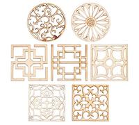 GORGECRAFT 14 pièces Carré Bois Sculpté Applique Non Peint Bois Sculpté Meubles Décoration Appliques pour Porte Armoire Décoration Commode Lit Porte