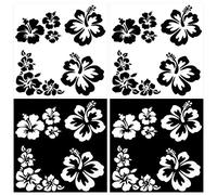 GORGECRAFT 2 Couleur Hibiscus Fleur Autocollant de Voiture Hawaïen Autocollants et Décalcomanies Autocollants Vinyle Automobile Décor Extérieur pour Suv Camion Moto Portes Murs Ordinateur Portable