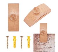GORGECRAFT 2 Ensembles de Cintres Muraux en Bois pour Tapisserie, Tapis et Pinces Murales avec Vis et Cheville pour Tapisseries, Tapis, Fibre d'art, Tan