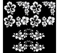 GORGECRAFT 2 Styles 4 Feuilles Hibiscus Fleur Autocollant de Voiture Hawaïen Autocollants et Décalcomanies Autocollants Réfléchissants Imperméable Vinyle Automobile Décor Extérieur