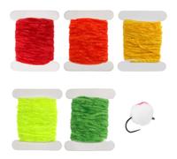 GORGECRAFT 25m Fil de Polyester Flottant 5 Couleurs Matériau de Reliure Flash pour Montage de Mouches Fibres Synthétiques Fil à Œufs Soie Glacée Ailes Corps de Nymphe Fibres Synthétiques Mouches