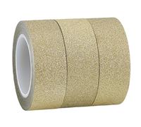 GORGECRAFT 3 Rouleau de Ruban Adhésif Décoratif à Paillettes Washi de 30 m X 15mm Doré Clair en Aluminium pour Masquage Artisanat Scrapbooking Emballage de Cadeaux Voiture Meubles Murs