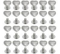 GORGECRAFT 36 Rivets en Forme de Cœur Argentés Goujons à Vis en Métal Petits Rivets en Alliage à Visser Clous de Décoration pour Sacs en Cuir Ceinture Vêtements Chaussures Sacs à Main Fournitures