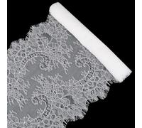 GORGECRAFT 36cm*3m Bordure en Maille de Dentelle à Cils Tissu en Dentelle Brodé Floral Noir Ruban de Crochet Vintage Boho Imprimé Applique Fournitures de Couture Artisanales pour Robe de Mariée