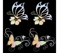 GORGECRAFT 4 feuille Papillon Autocollant de Voiture Ensemble Papillons S'Embrasser Hibiscus Autocollants Réfléchissants Vinyle Étanche Autocollant Femmes Voiture Autocollants pour Auto Camion SUV