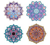 GORGECRAFT 8 PCS 6.3 Pouces Mandala Fenêtre Stickers Statique Fleur de Vie Verre Porte Coulissante Autocollant Adhère Imperméable Vinyle Film Printemps pour Prévenir les Oiseaux Chiens